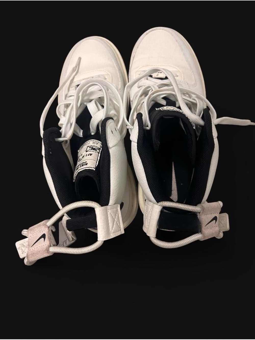 Nike White and Black High-Top Sneakers with Strap